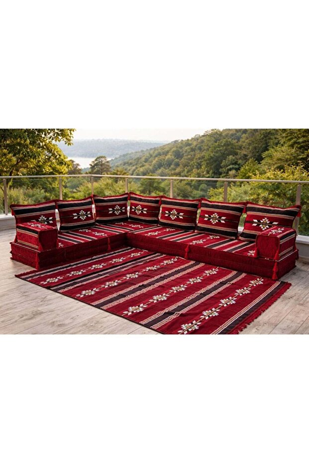 L Shaped Floor Pillows, Sectional Sofa Set, Patio Furniture, Arabic Majlis Seating, Floor Cush