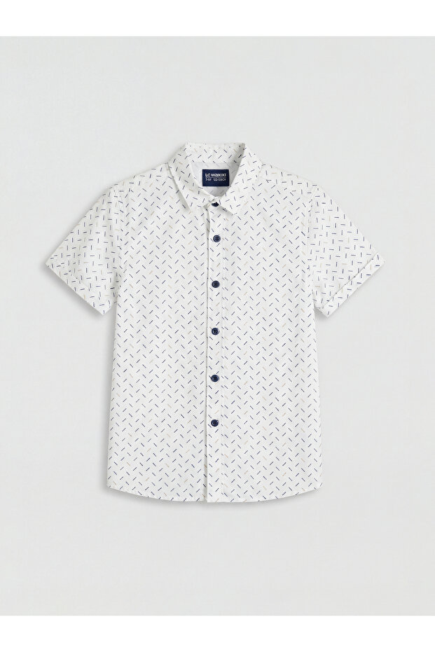 Nevavm Short-Sleeved Patterned Boy's Shirt with Difference
