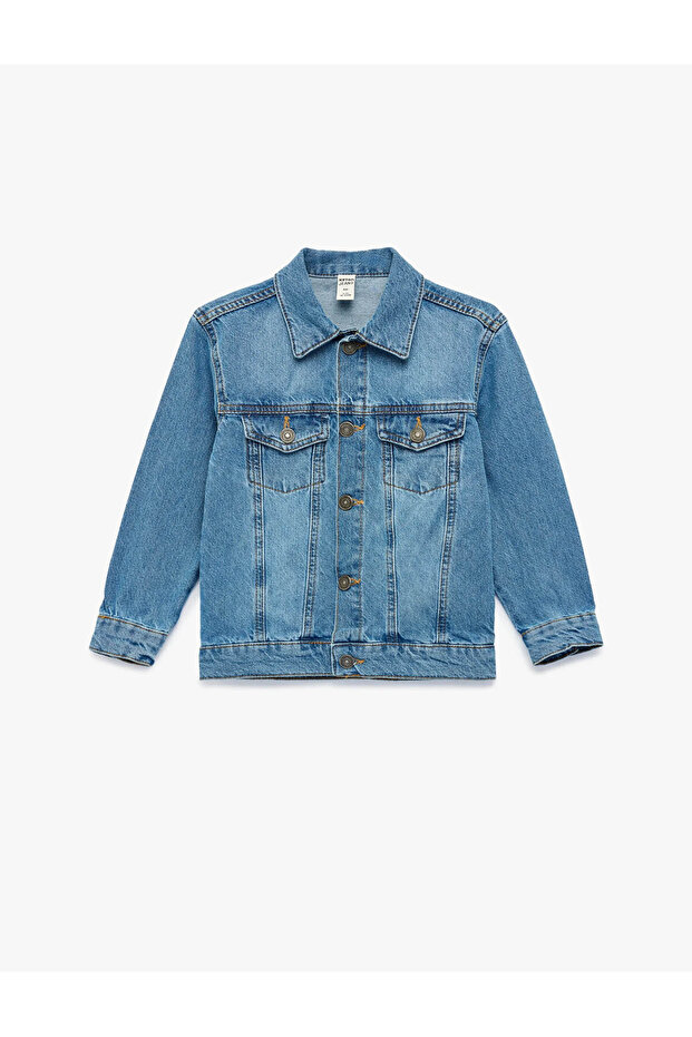 Buttoned Long Sleeve Cotton Denim Jacket