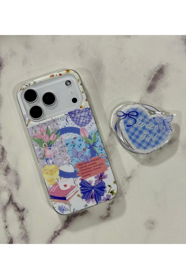 Flower figured magsafe popsocket stand phone case compatible with iphone 17 pro max