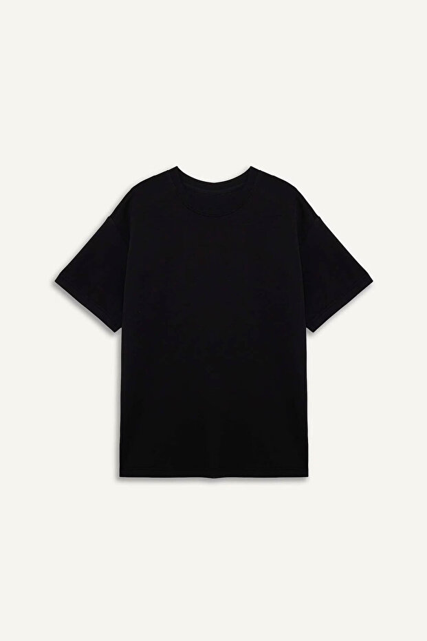 Oversize Sports Modal Black Women's T-Shirt D7127Ax/Bk81