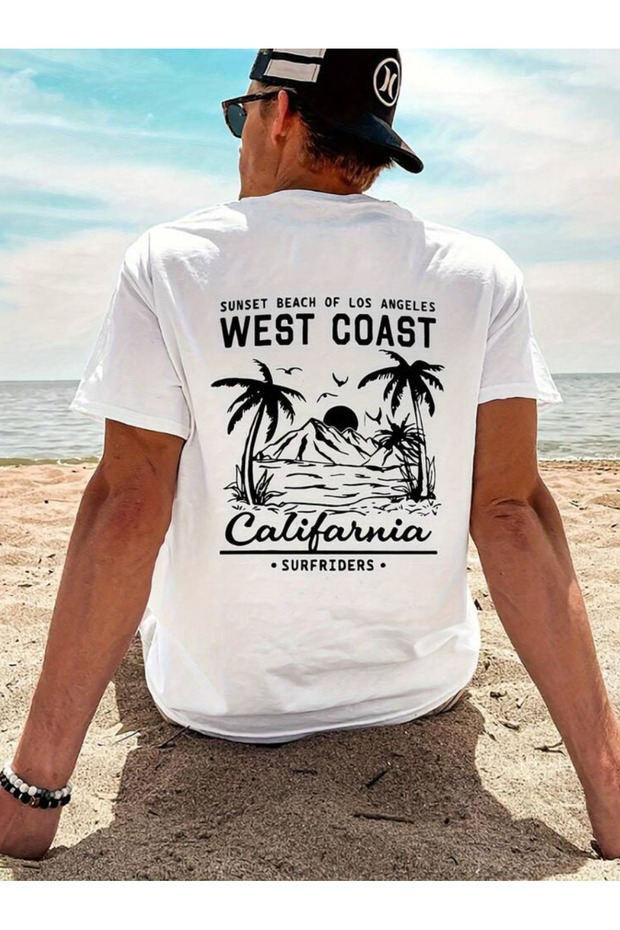West Coast Back and Front Printed Oversize Combed Cotton Tshirt