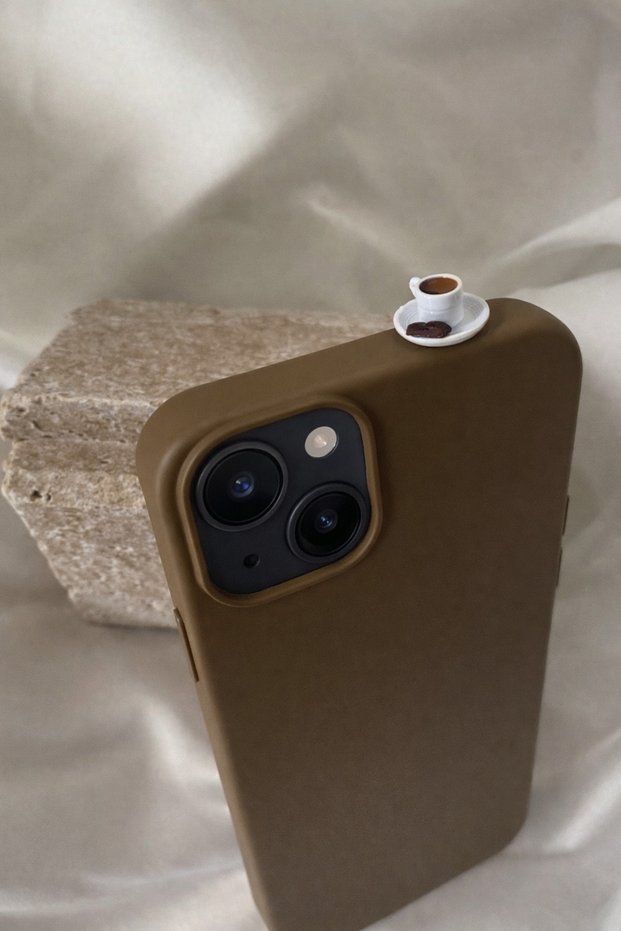 iPhone 15 Silicone Case with Chocolate Coffee Details