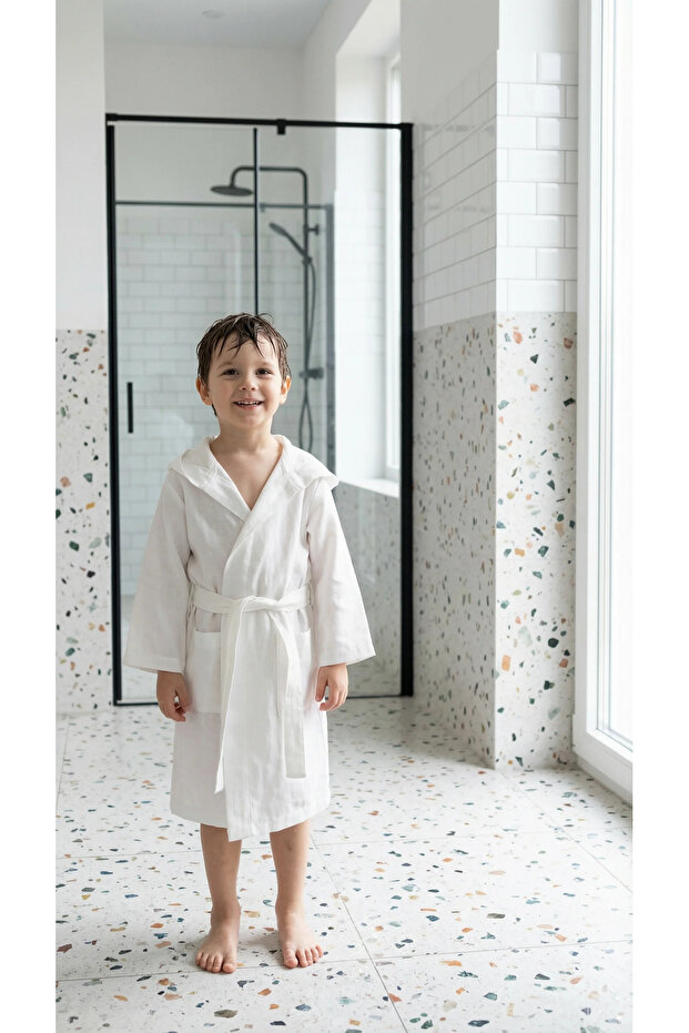 100% Cotton Muslin Hooded Children's Bathrobe
