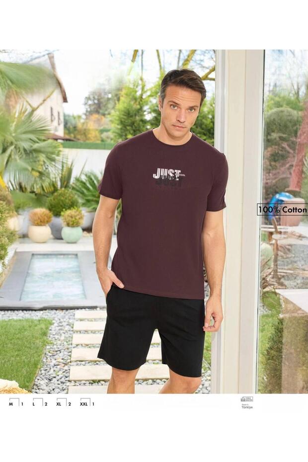Men's Short Sleeve Shorts Crew Neck 100% Cotton Pajama Set