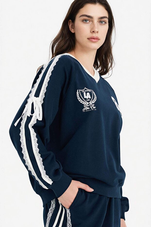 Oversıze Baskılı Sweatshirt G8034AX26SP - 1