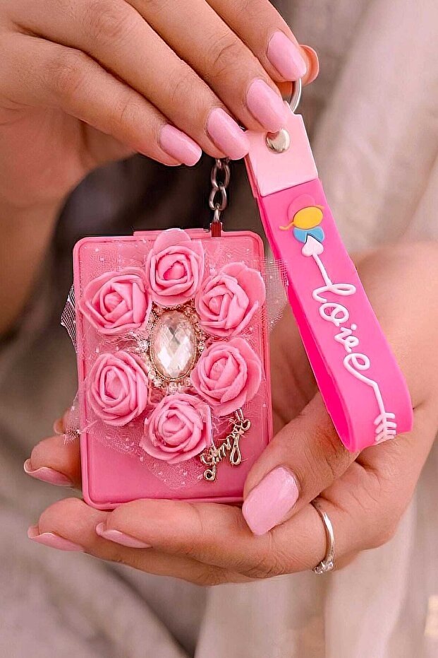 Latex Rose Mirrored Gift Keychain and Bag Ornament