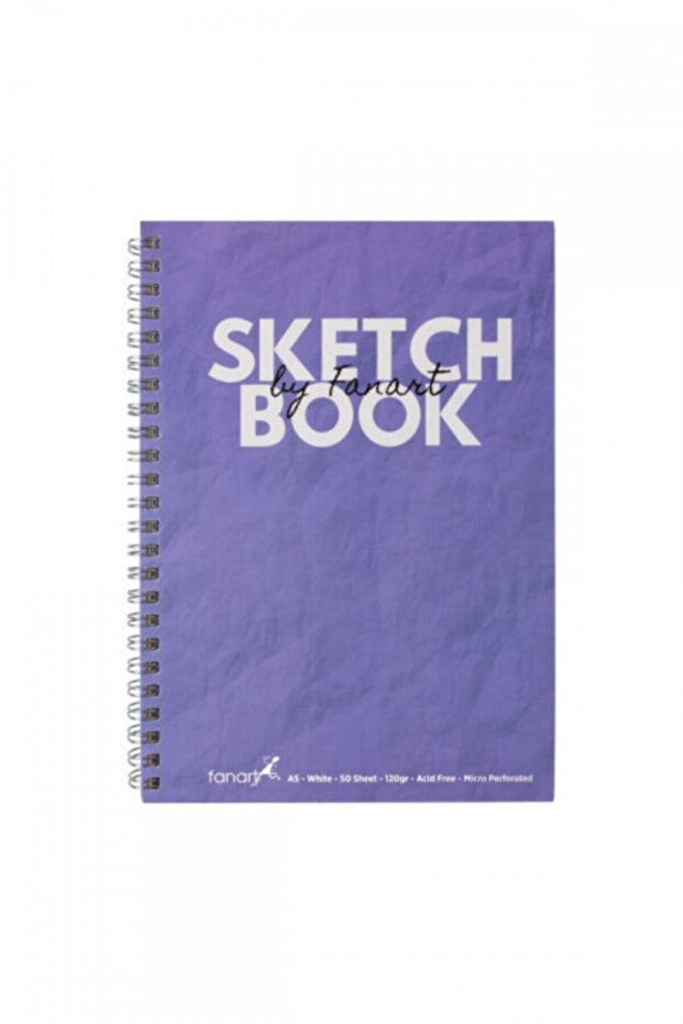 Sketch Book A5 Spiral Bound 120 Gr White Paper - Purple Sketchbook