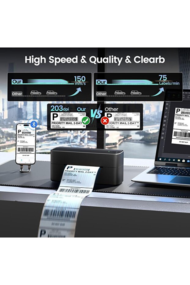 Phomemo Bluetooth Thermal Label Printer, Shipping label printer 4x6, Label Printer Bluetooth for Her - 4