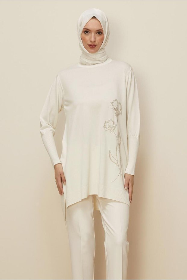 Beaded Embroidered Knitwear Tunic 45907