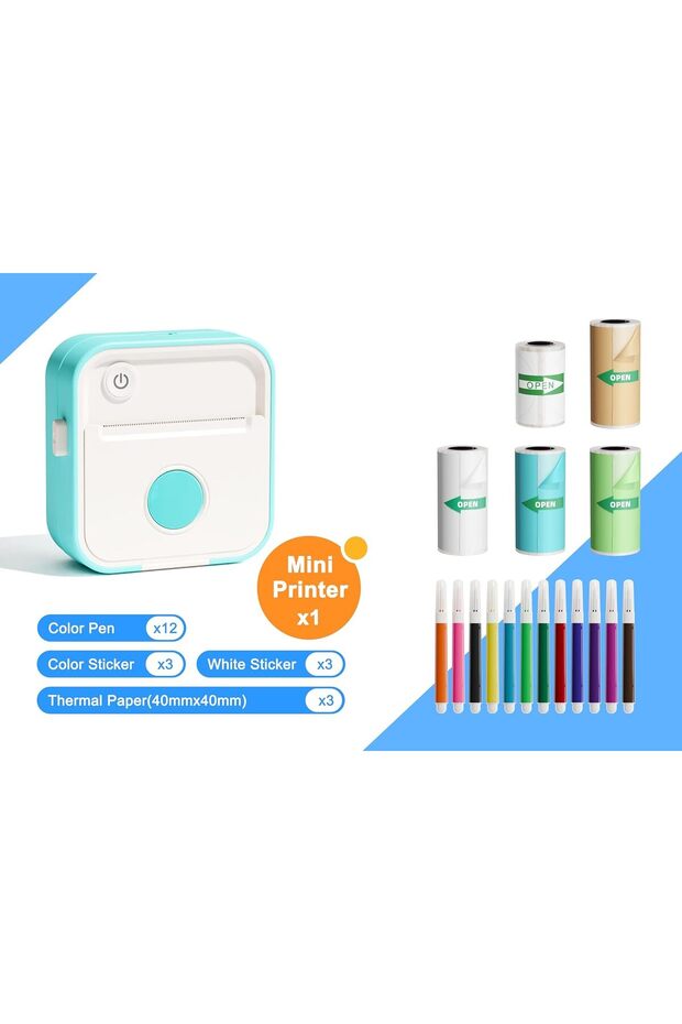 طابعة ملصقات صغيرة LX-D5 طابعة ملصقات حرارية صغيرة متعددة الوظائف (أزرق) - 2