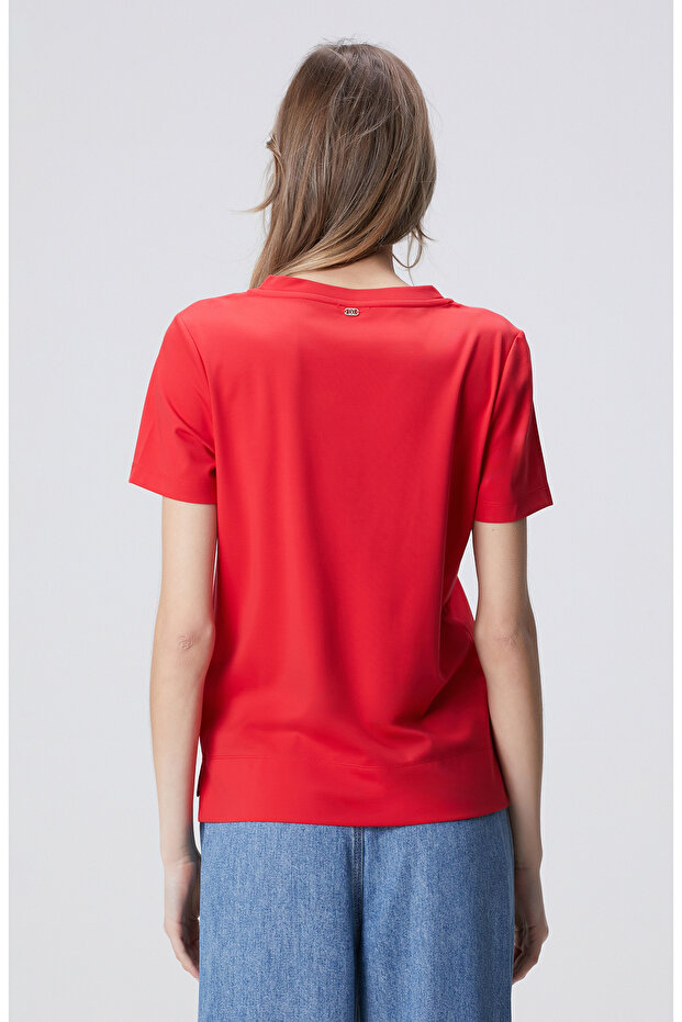 Kırmızı Basic T-shirt - 5