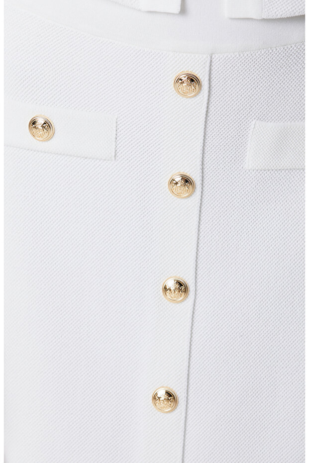 Kırık Beyaz Mini Triko Etek - 4