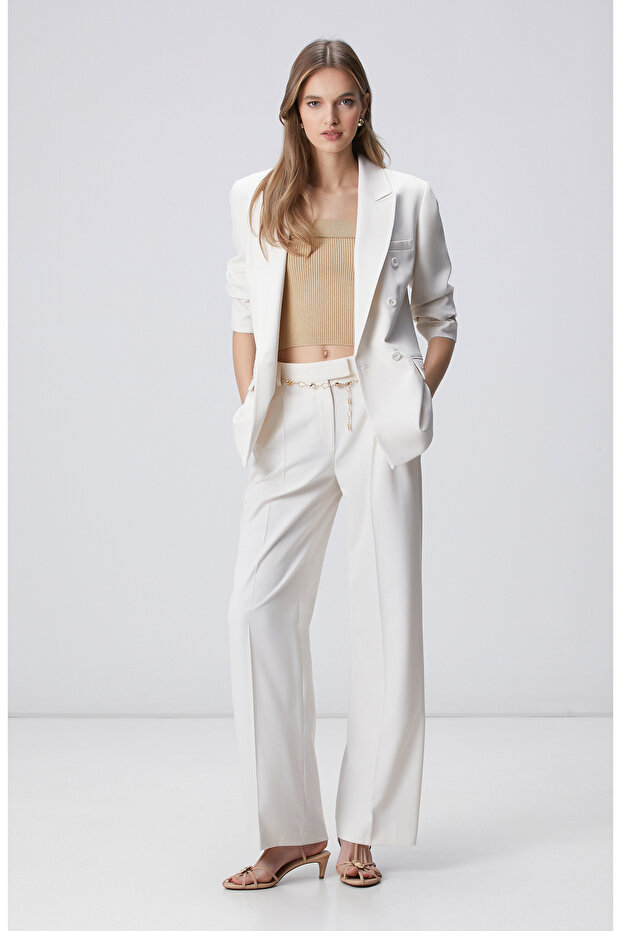 Bej Askılı Düz Yaka Triko - 3