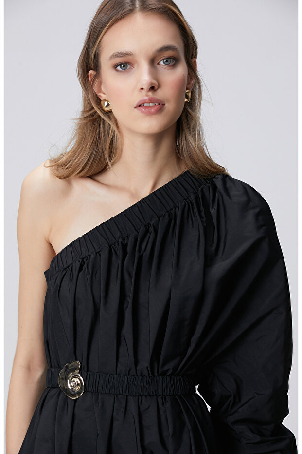 Siyah Midi Elbise - 2