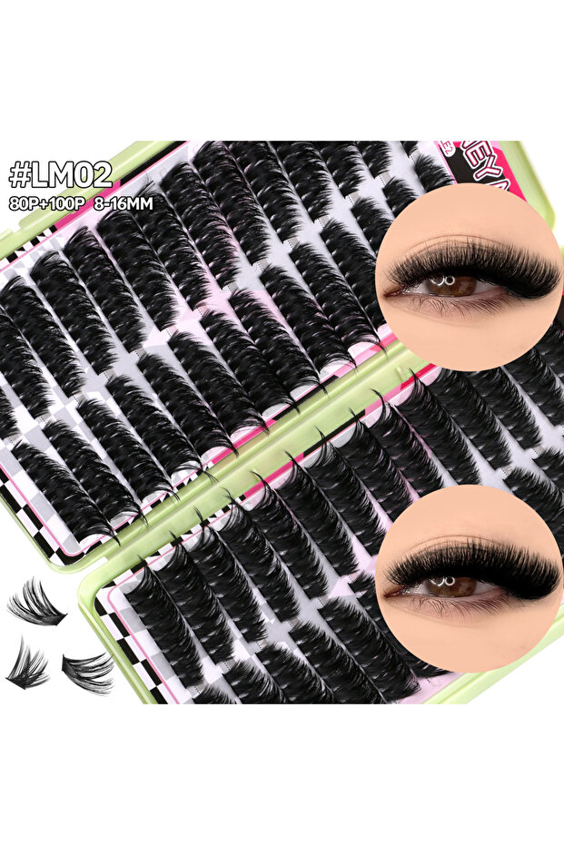 28 Rows-LM02 GROINNEYA DIY Lash Clusters 5D Fluffy Thick Cat Eye Lashes Extension Dramatic Mixed T