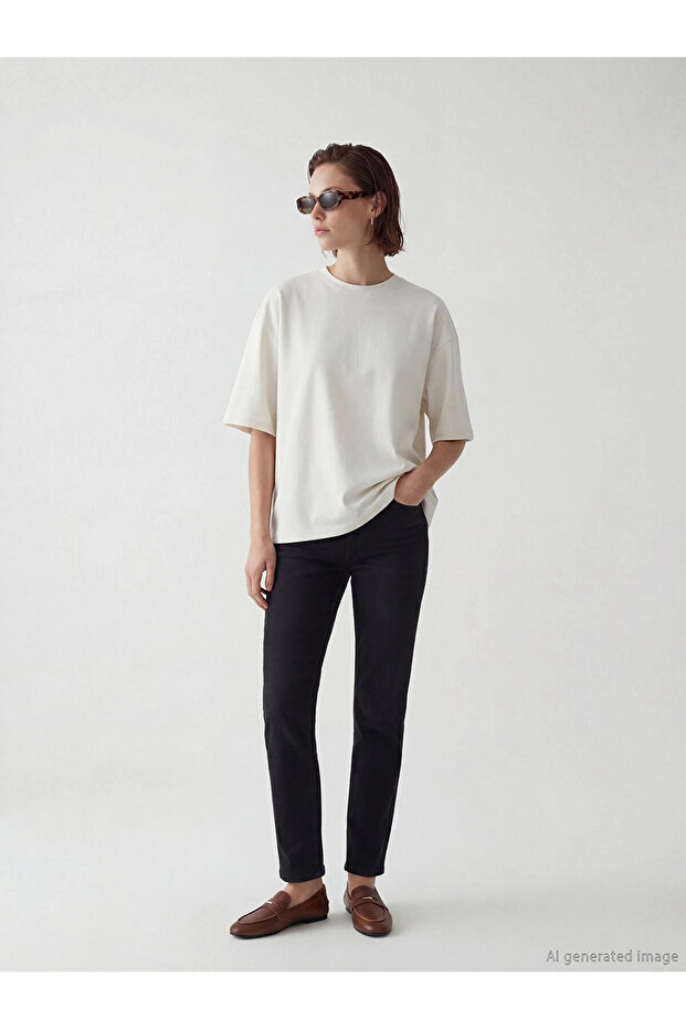 Lcw Jeans Black Mom Fit Women's Jean Trousers