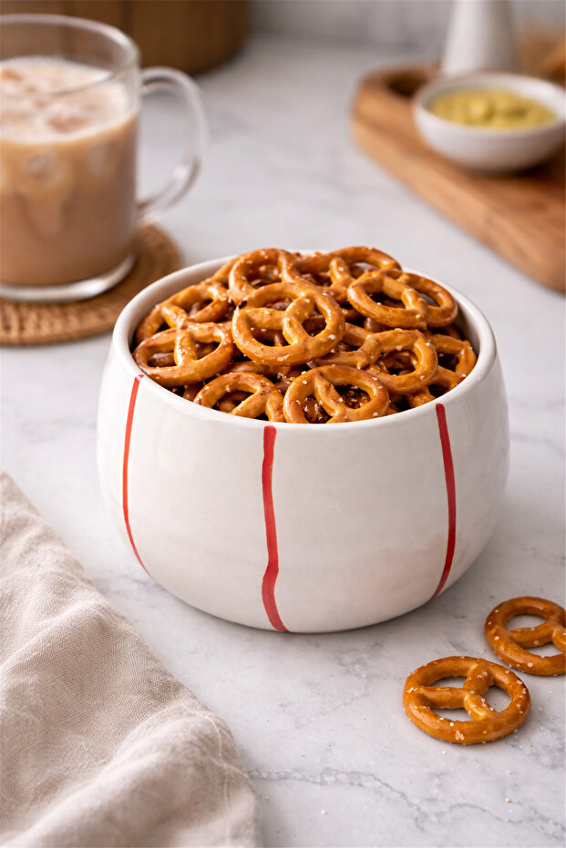 كوب سيراميك مخطط باللون الأحمر - 8