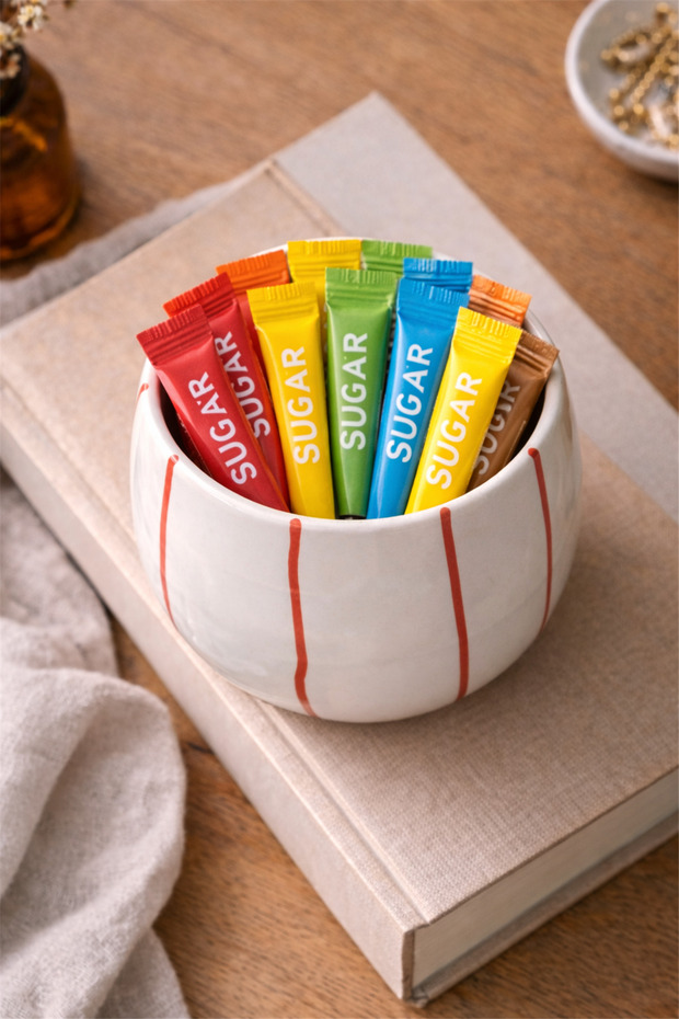 كوب سيراميك مخطط باللون الأحمر - 3