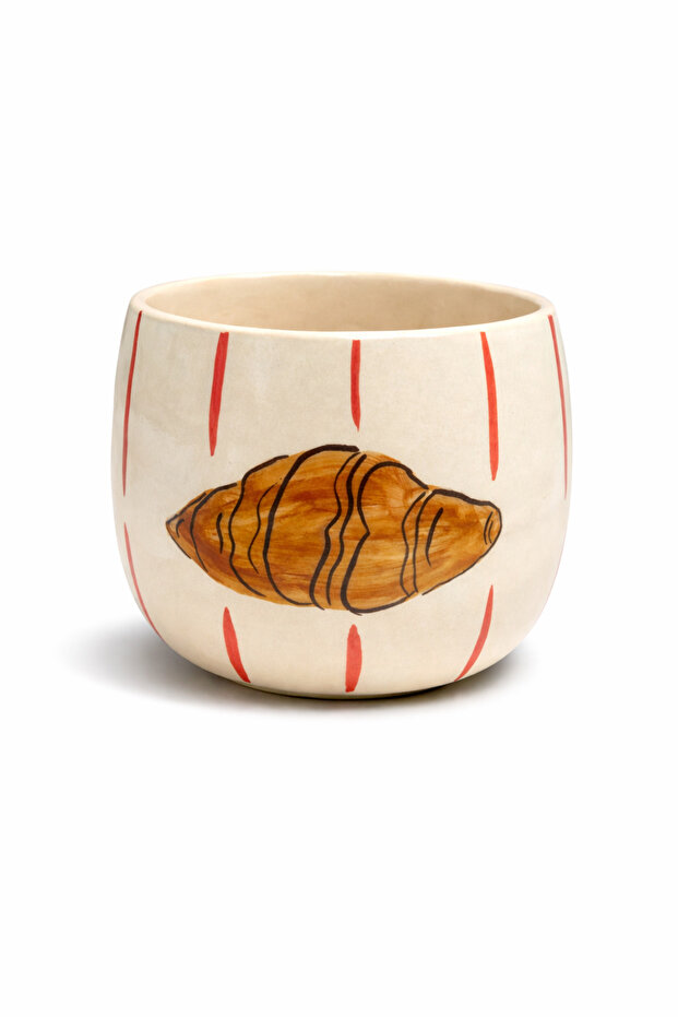 كوب سيراميك مخطط باللون الأحمر - 7