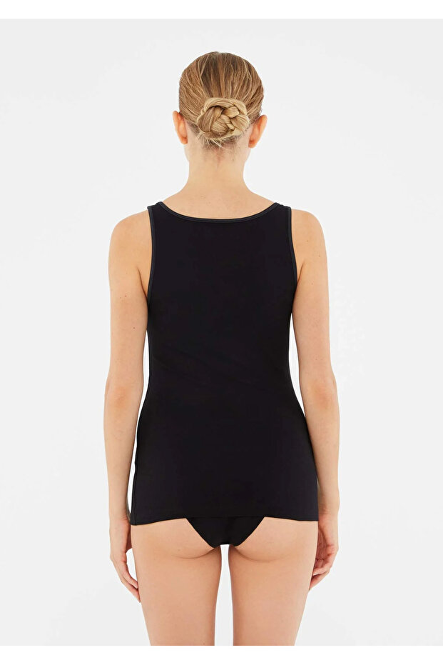 Kadın Geniş Yaka - Kalın Askılı, Basic % 95 Cotton 4'lü Atlet - 5