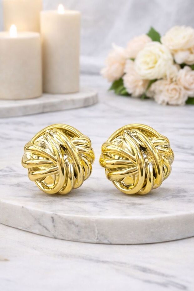 Gold Color Italian Knot Steel Earrings