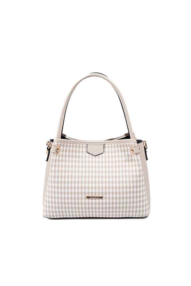 Sand Beige - Sand Plaid Line Square Women's Handbag Sp1254