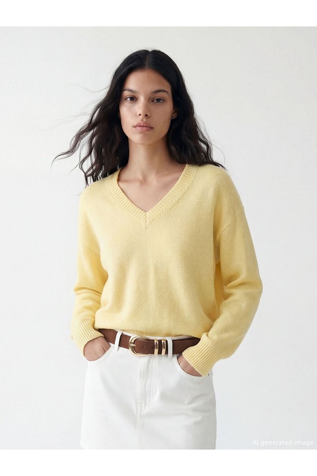 Peak New Season V-Neck Oversize Women's Knitwear Sweater