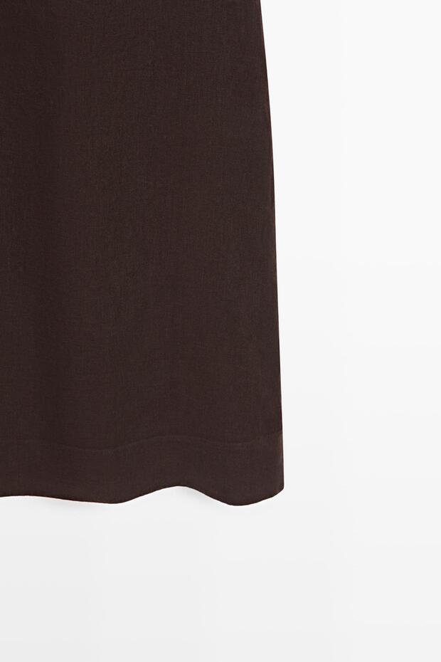 Keten halter midi elbise - 3