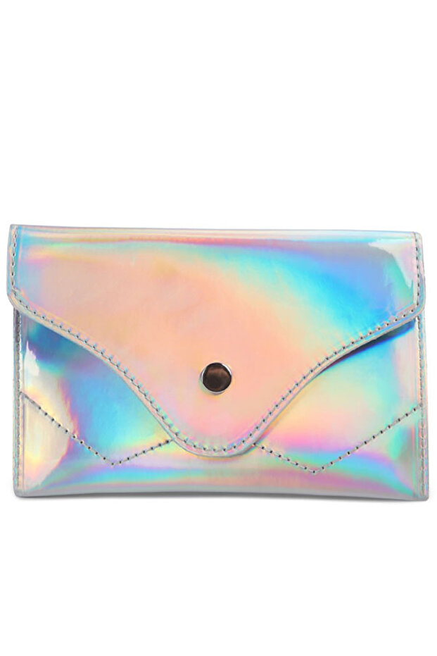 Women Silver Patent Envelop Fanny Pack