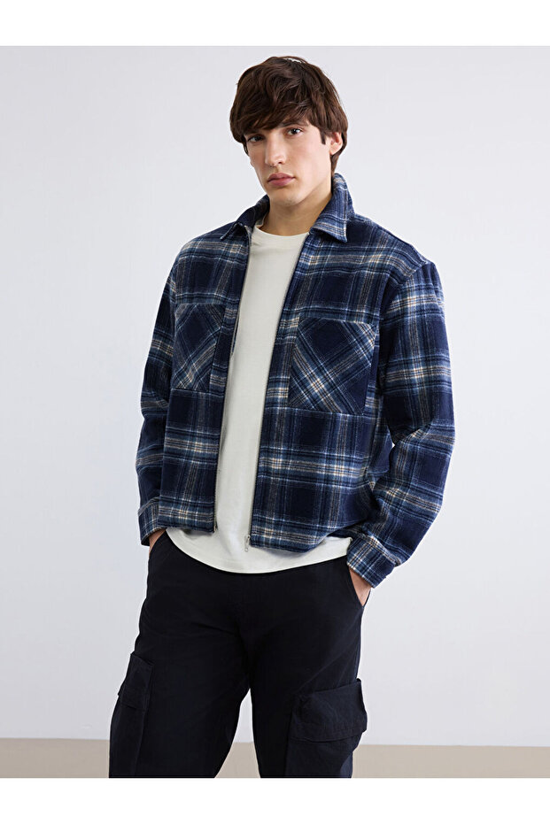 Esvab • Modern & Distinctive Comfortable Fit Checkered Embroidered Men's Lumberjack Shirt Jacket