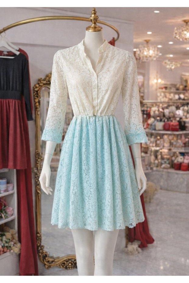 Blue White Lace Dress