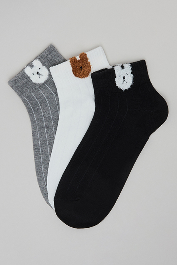 Women's Multicolor 3 Pack Patterned Ankle Socks
