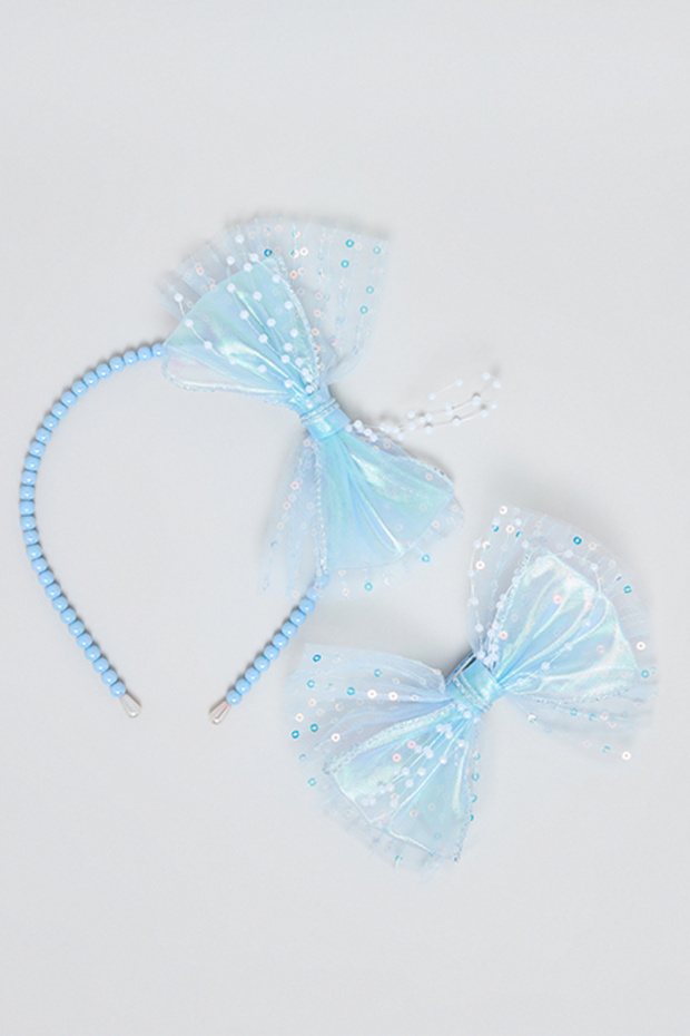 Girl's Blue Hairband & Hairclip Set