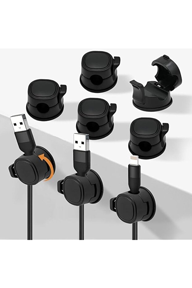 Cable Straps, 8 Pcs Cable Management Clips with Clasp Lock, Rotatable Spring Cord Organizers for Pho