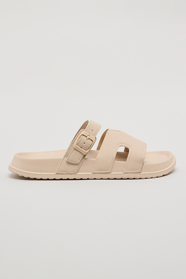 Women's Beige Textured Comfort Sandals