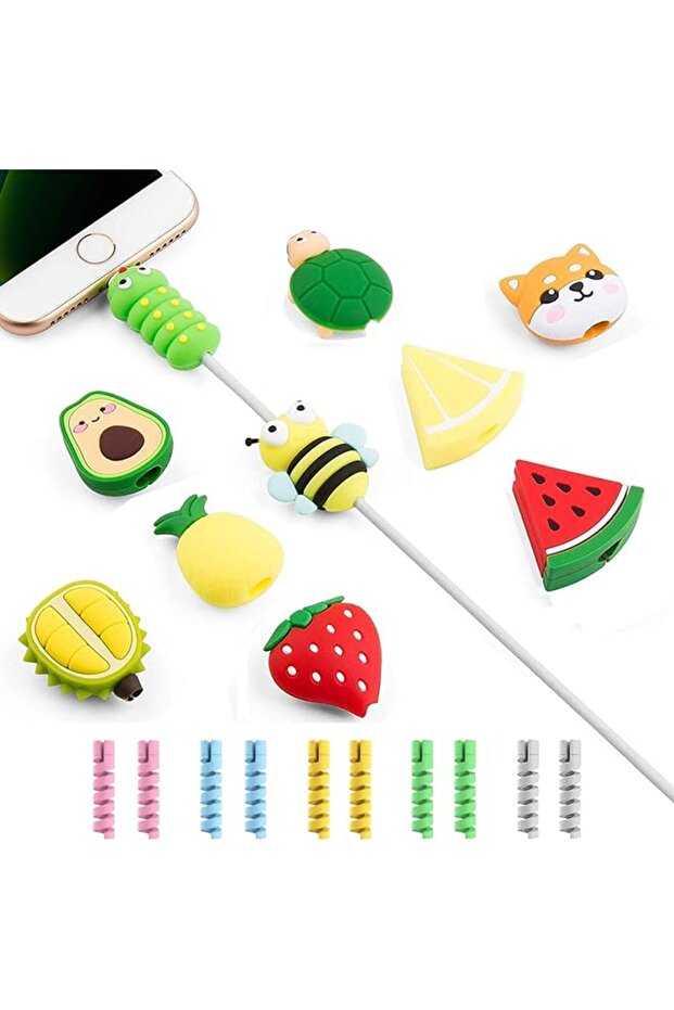 Cute Cable Protector, Plastic Cable Protector, Insect Animal Fruit Spiral Charging Cable Saver, Phon