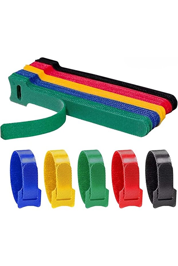 50-Pack Reusable Adjustable Cable Ties | 6 Inch Hook & Loop Cord Organizer Straps for Desk, PC, TV,