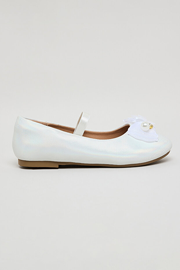 Girl's Cream 3D Flower Ballerinas