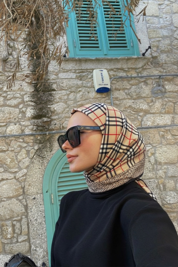 Patterned Double-Sided Twill Silk Scarf - 1