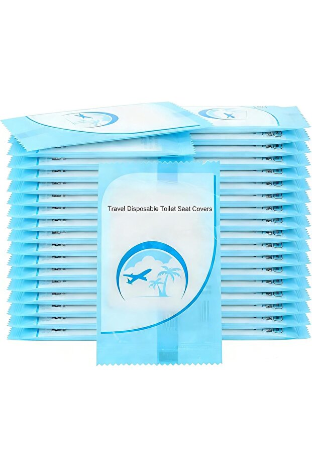 SKY-TOUCH 50PCS Disposable Toilet Seat Covers, Waterproof & Portable Travel Mat, Non-Slip PE Toilet