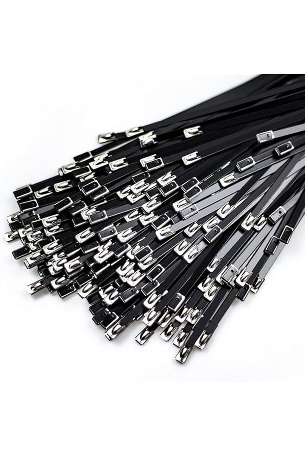 Stainless Steel Cable Zip Ties, 304 Grade, 30cm Black, Heavy Duty, 20 Pack