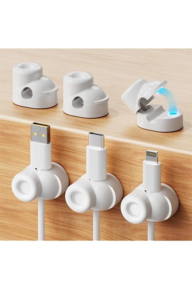 6 Pack Magnetic Cable Clips, Adjustable Phone Cord Holder with Shoe-Shaped Design, String Light Clip