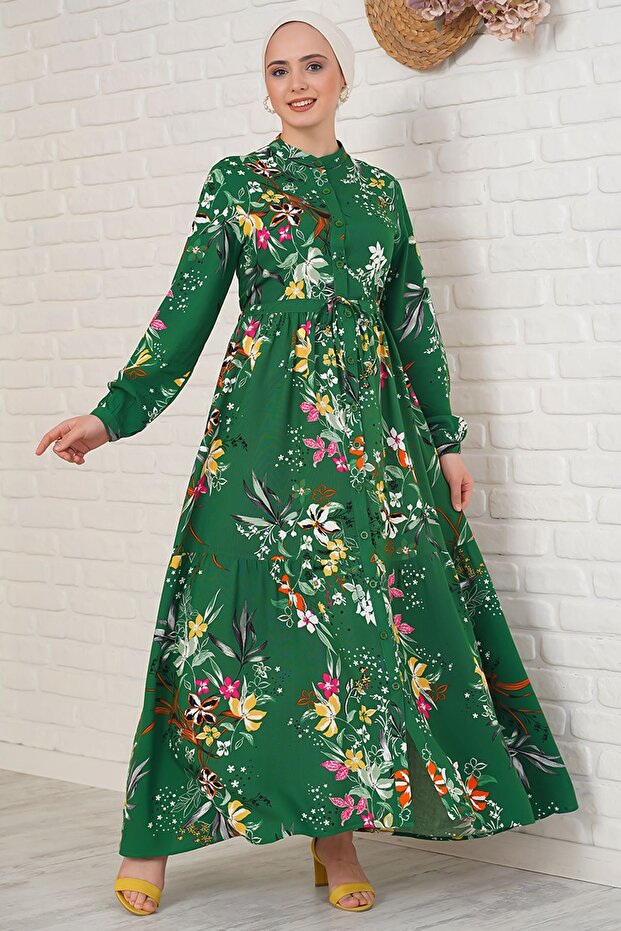 فستان ماكسي بأزرار منقوشة من BDART - 3