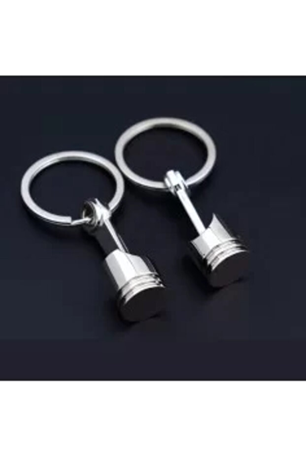 Metal Keychain Piston Chrome - 3