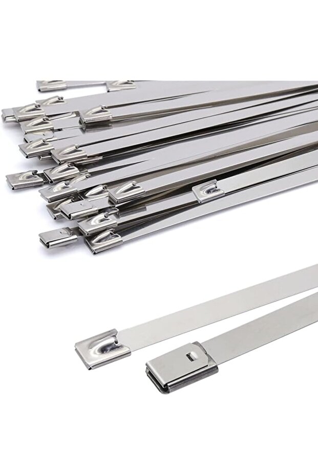 Stainless Steel Cable Ties 300 x 7.9 mm, Silver Cable Ties Metal Rustproof Self-Locking Stainless St