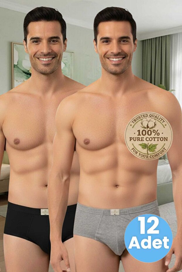 Men's 100% Cotton 12-Piece Combed Cotton Slip Underwear