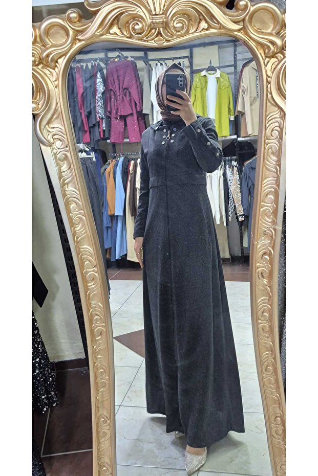 Fermuarlı cepli ferace - 4