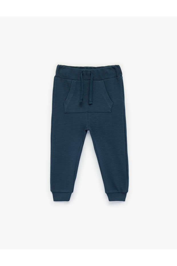 Cotton Jogger Sweatpants with Kangaroo Pocket and Elastic Waist