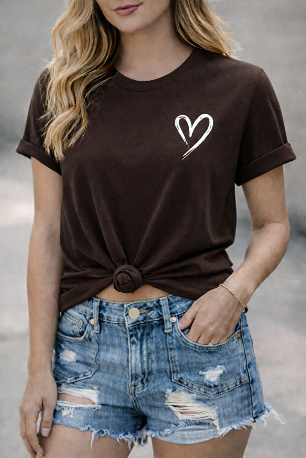 Heart Love Printed Cotton Relaxed Fit Round Neck Unisex T-Shirt